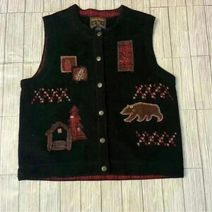 Woolrich Buffalo Plaid Embroidered Christmas Fall Vest